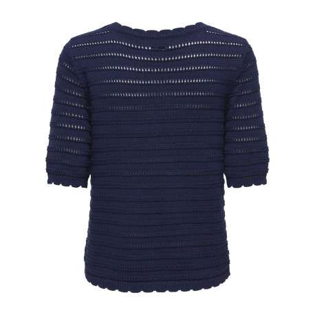 Gilet marine uni avec une coupe droite et un col V avec des boutons - Image 2