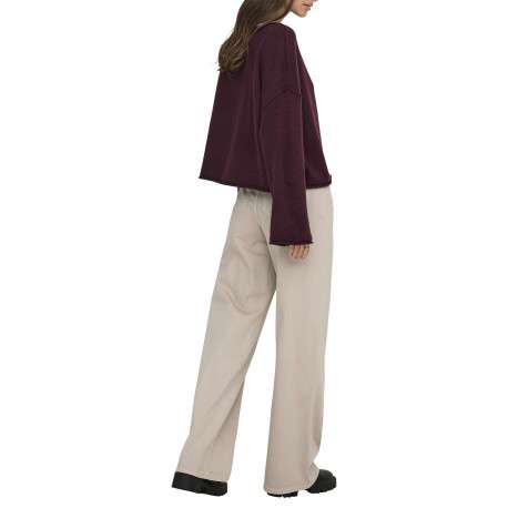 Pantalon beige uni avec une coupe flare avec un zip et un bouton - Image 4