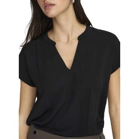 Top noir uni avec une coupe droite et des manches courtes - Image 5