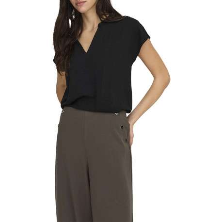 Top noir uni avec une coupe droite et des manches courtes - Image 7