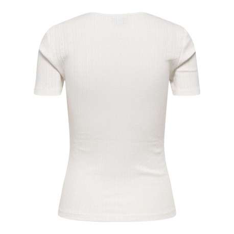 T-shirt en coton biologique blanc uni avec une coupe droite et un col rond - Image 2