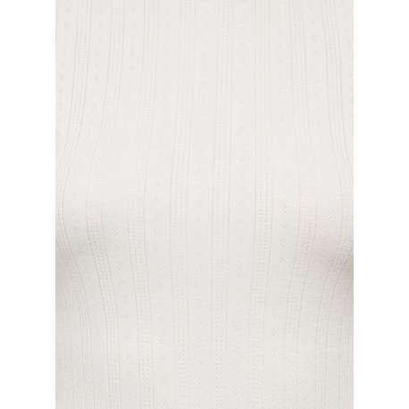 T-shirt en coton biologique blanc uni avec une coupe droite et un col rond - Image 3