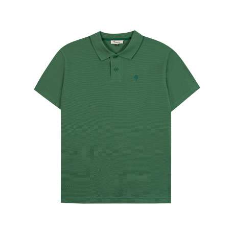 Polo en coton vert uni avec un logo brodé et un col boutonné