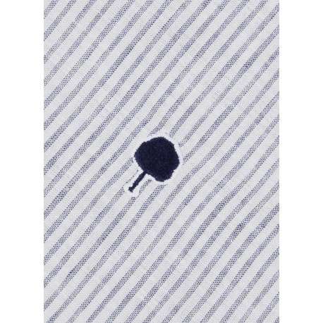 Chemise en coton et lin mélangé bleue à rayures avec un col américain - Image 6