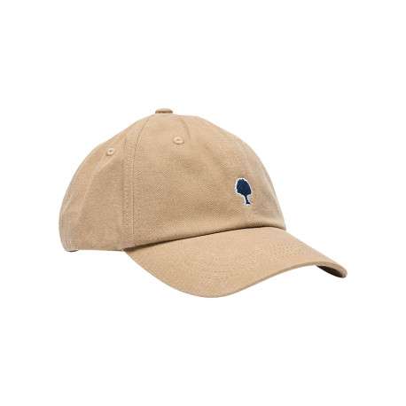 Casquette en coton beige unie avec un logo brodé bleu marine