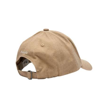Casquette en coton beige unie avec un logo brodé bleu marine - Image 2