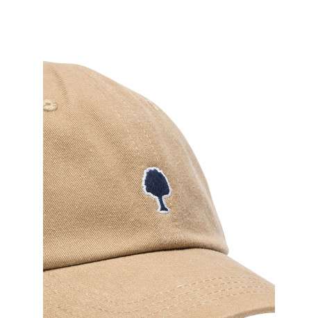 Casquette en coton beige unie avec un logo brodé bleu marine - Image 4