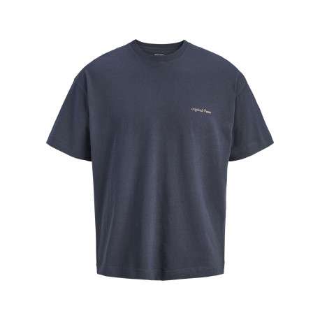 T-shirt en coton anthracite imprimé avec une coupe droite et un col rond