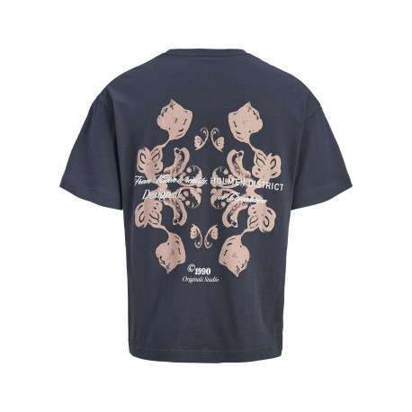 T-shirt en coton anthracite imprimé avec une coupe droite et un col rond - Image 2