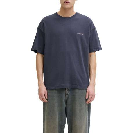 T-shirt en coton anthracite imprimé avec une coupe droite et un col rond - Image 3