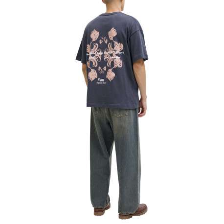 T-shirt en coton anthracite imprimé avec une coupe droite et un col rond - Image 4