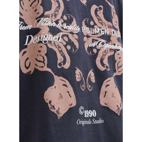 T-shirt en coton anthracite imprimé avec une coupe droite et un col rond - Image 5