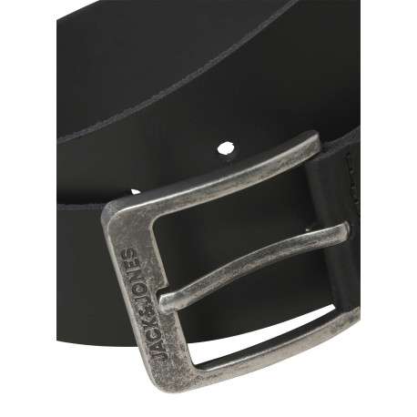 Ceinture en cuir de buffle noire unie avec une boucle à ardillon - Image 3