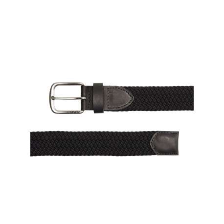 Ceinture tressée en coton mélangé noire unie avec une boucle métallique - Image 2