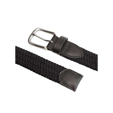 Ceinture tressée en coton mélangé noire unie avec une boucle métallique - Image 3