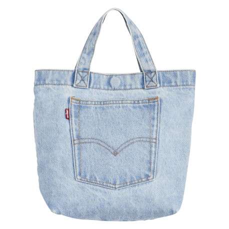 Sac shopping en coton jean's uni avec une fermeture bouton-pression