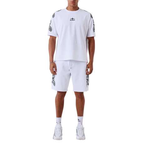 T-shirt en coton blanc uni avec une coupe droite et un col rond - Image 5