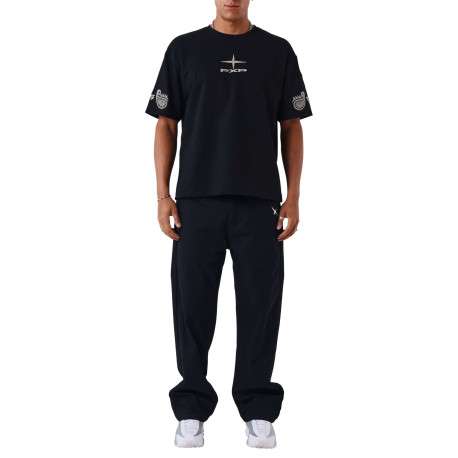 T-shirt noir uni avec une coupe droite et des manches courtes - Image 3