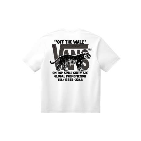 T-shirt en coton blanc uni imprimé avec une coupe droite et un col rond - Image 2