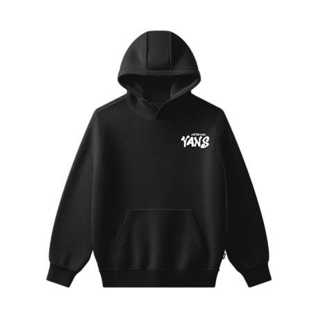 Sweat en coton noir uni avec une coupe droite et une capuche