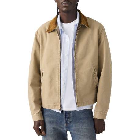 Blouson en coton sable uni avec une coupe droite et un col chemise - Image 3