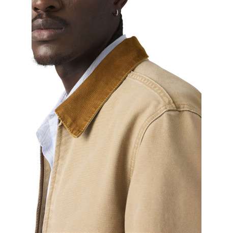 Blouson en coton sable uni avec une coupe droite et un col chemise - Image 6