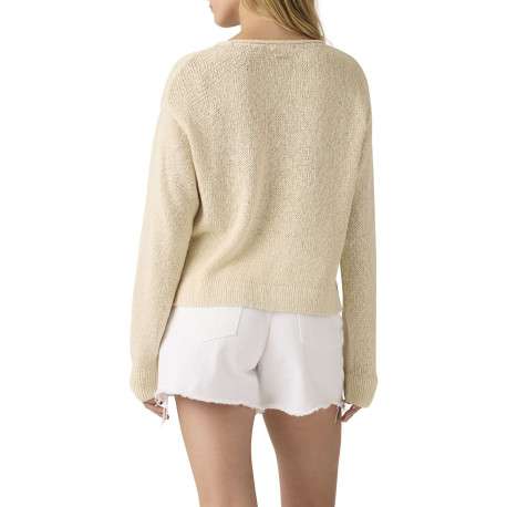 Pull en coton écru uni avec une coupe droite et un col rond - Image 4