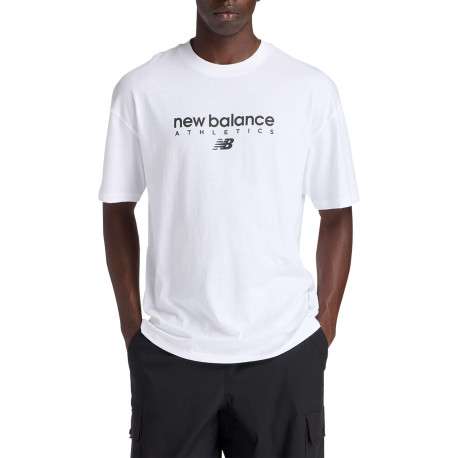 T-shirt en coton blanc à imprimé avec une coupe droite et un col rond