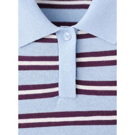 Pull bleu ciel à rayures avec une coupe droite et des manches longues - Image 2