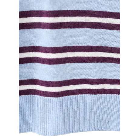 Pull bleu ciel à rayures avec une coupe droite et des manches longues - Image 6
