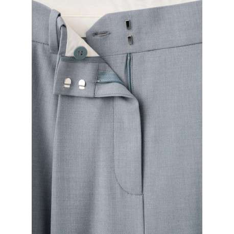 Pantalon bleu gris uni avec une coupe bootcut et une braguette zippée - Image 2