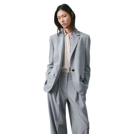 Pantalon bleu gris uni avec une coupe bootcut et une braguette zippée - Image 5