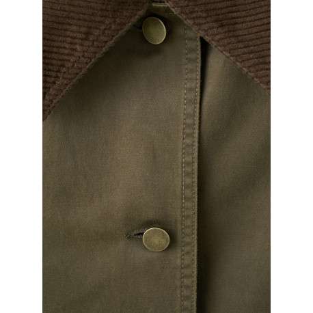 Blouson kaki uni avec une coupe droite et un col à revers en velours - Image 2