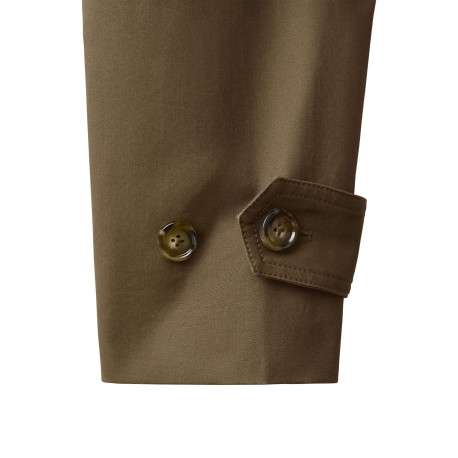 Trench coat long en coton chocolat uni avec une coupe ample et un col montant - Image 7