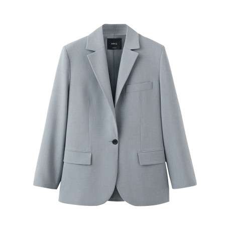 Blazer bleu gris uni avec une coupe droite et des manches longues