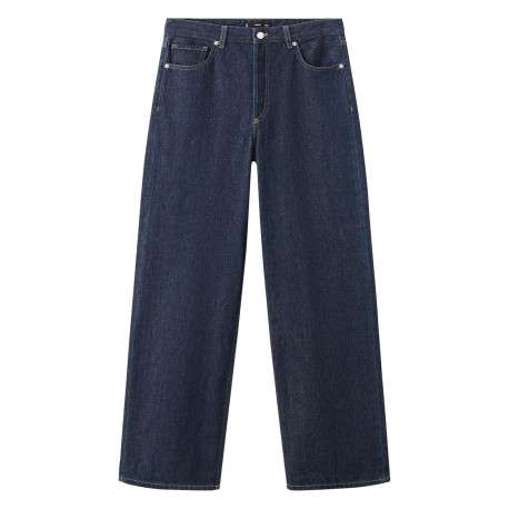 Jean en coton bleu indigo uni avec une coupe bootcut et 5 poches