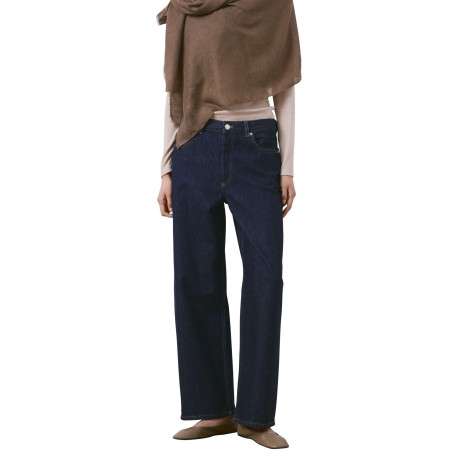Jean en coton bleu indigo uni avec une coupe bootcut et 5 poches - Image 3