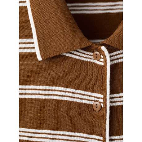 Gilet chocolat à rayures blanches avec une coupe ajustée et un col polo - Image 2