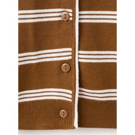 Gilet chocolat à rayures blanches avec une coupe ajustée et un col polo - Image 6