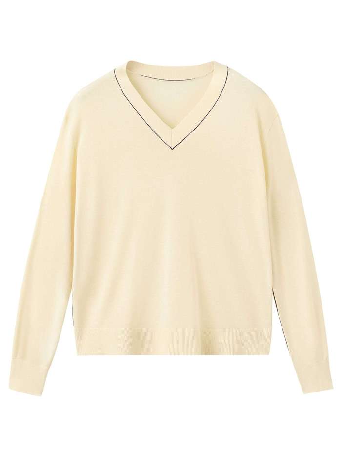 Pull écru uni en maille...