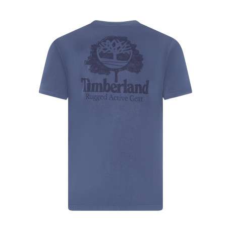 T-shirt en coton indigo imprimé avec une coupe droite et col rond - Image 2