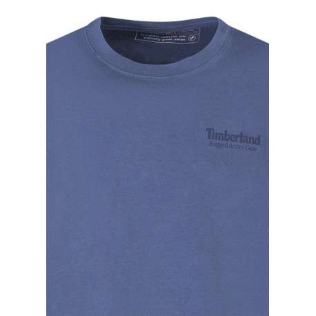 T-shirt en coton indigo imprimé avec une coupe droite et col rond - Image 3