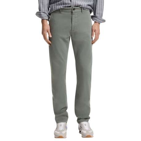 Pantalon chino en coton kaki à coupe slim pourvu d'une fermeture zippée - Image 3