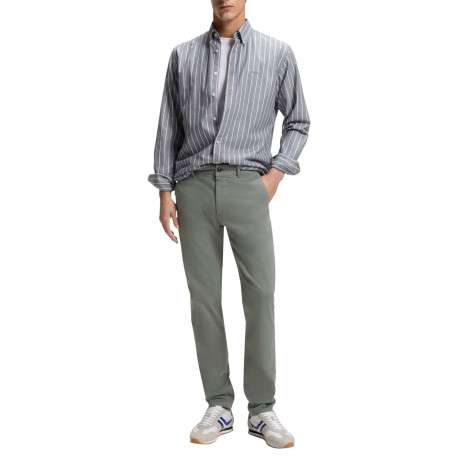 Pantalon chino en coton kaki à coupe slim pourvu d'une fermeture zippée - Image 6