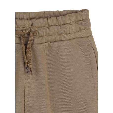 Short jogging en coton taupe à coupe ajustée pourvu d'une taille élastiquée - Image 3