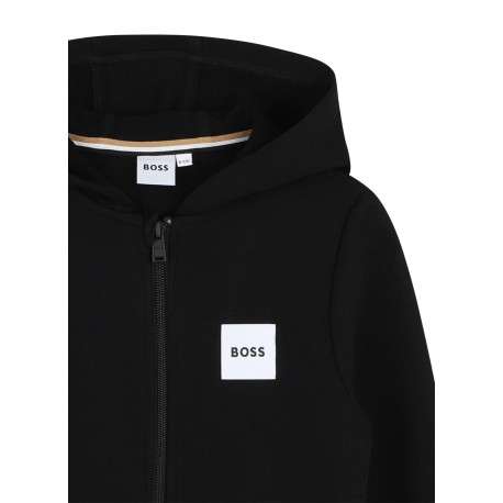 Sweat zippé en coton noir à coupe ajustée pourvu d'un col à capuche - Image 3