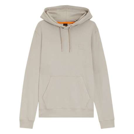 Sweat en coton beige à coupe droite pourvu d'un col à capuche