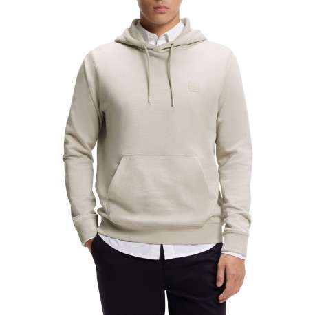 Sweat en coton beige à coupe droite pourvu d'un col à capuche - Image 2