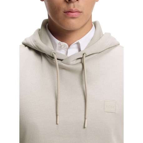 Sweat en coton beige à coupe droite pourvu d'un col à capuche - Image 4