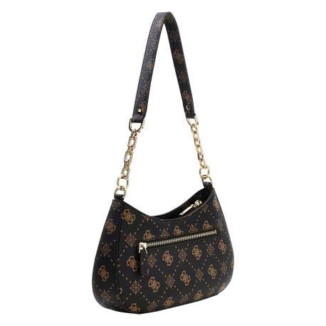 Sac à main marron pourvu d'une matière grainée et orné d'un motif monogramme - Image 2